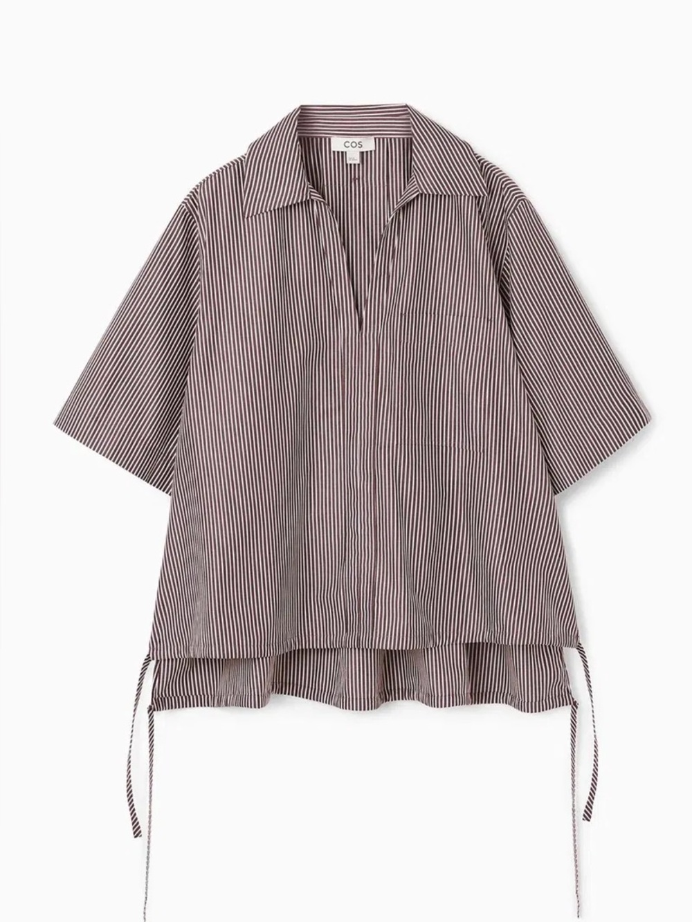 COS open collar drawstring top